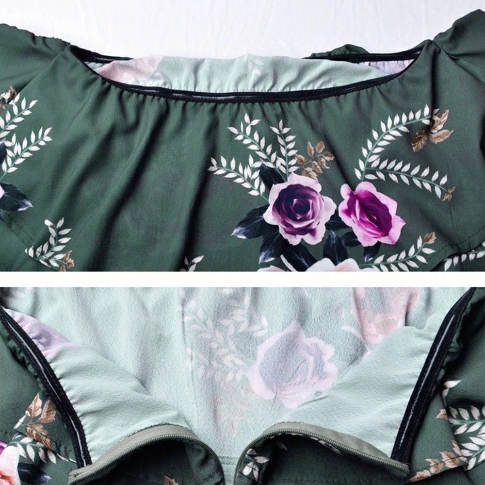 Nip Off Shoulder Floral Chiffon Romper Jumpsuit Xl - image 6